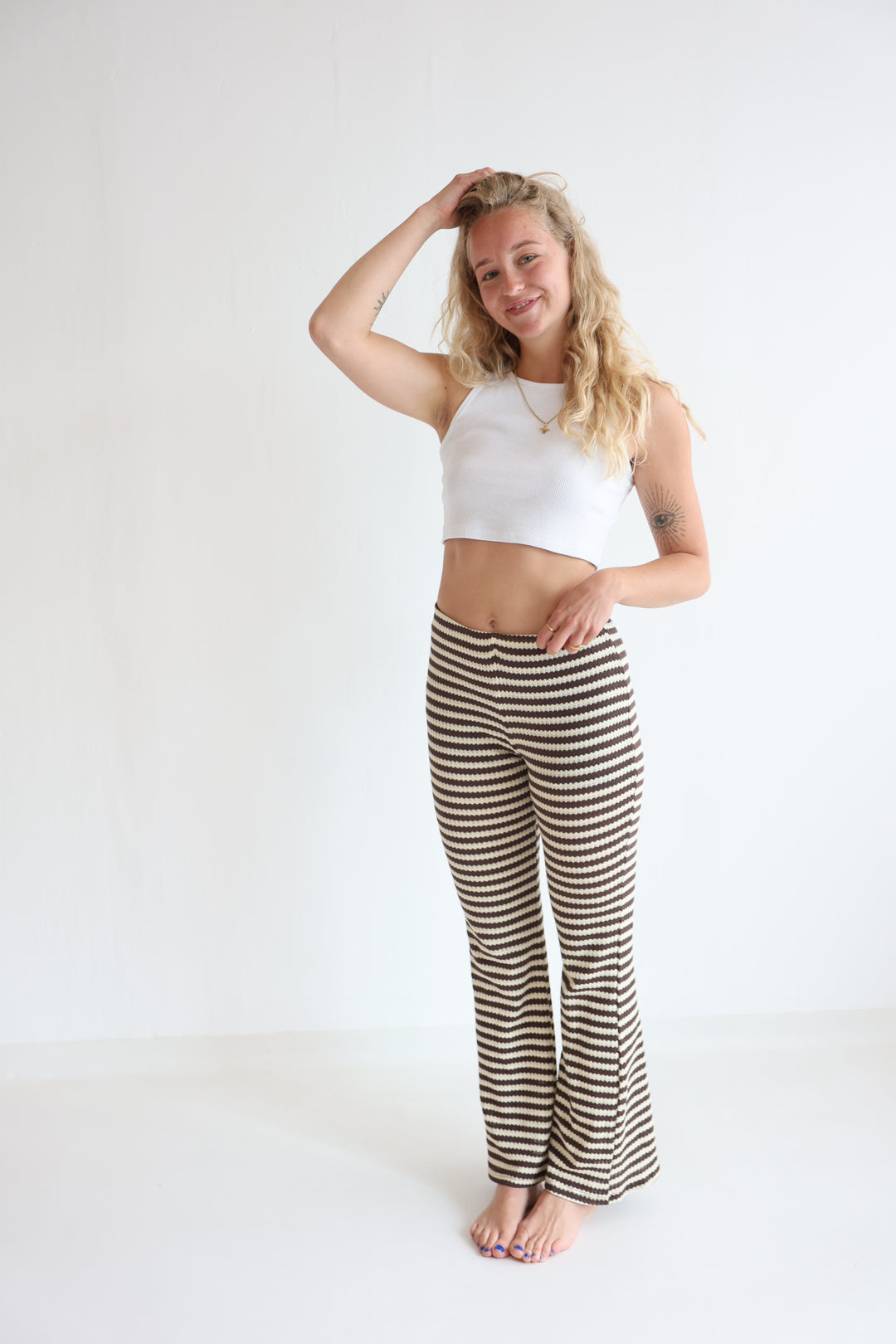 Striped Knit Flared Pants