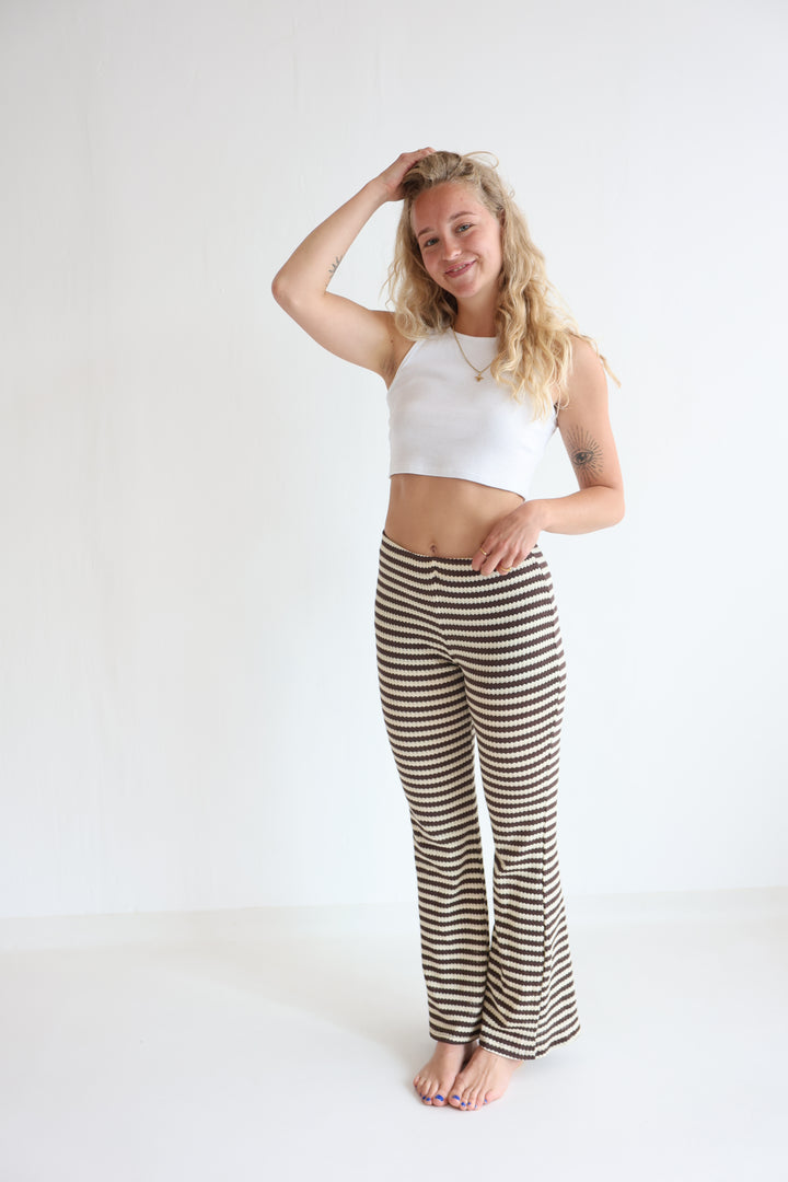 Striped Knit Flared Pants