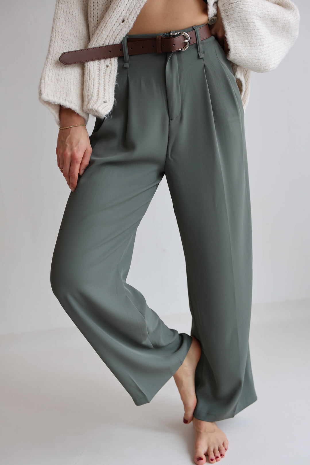 Bundfaltenhose mit Gürtel Anna (23091)