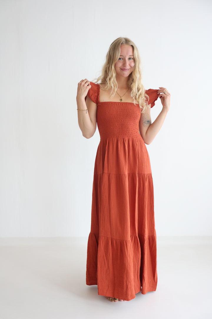 Langes Kleid mit Raffung Livia