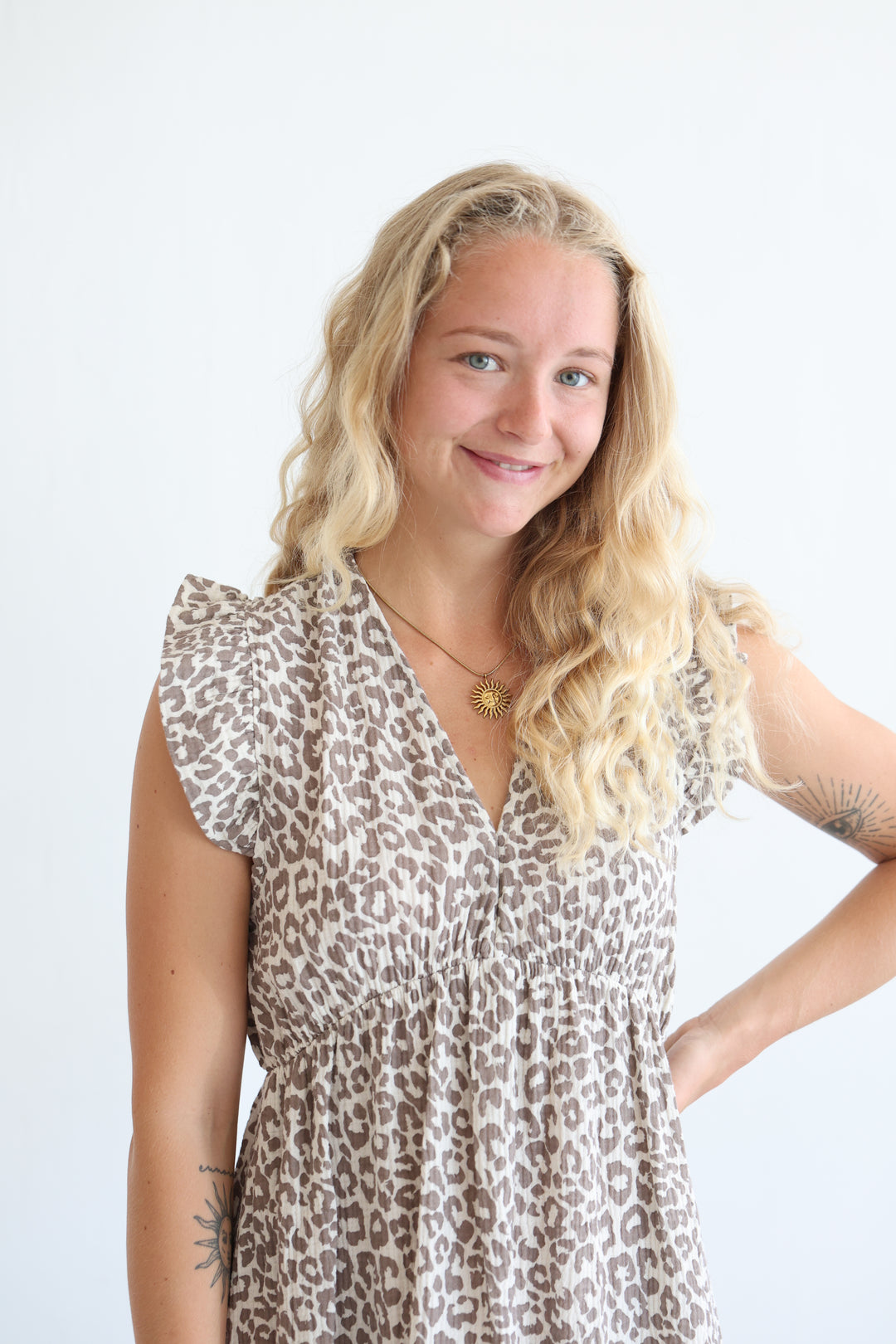 Langes Musselinkleid Timeless Leopard