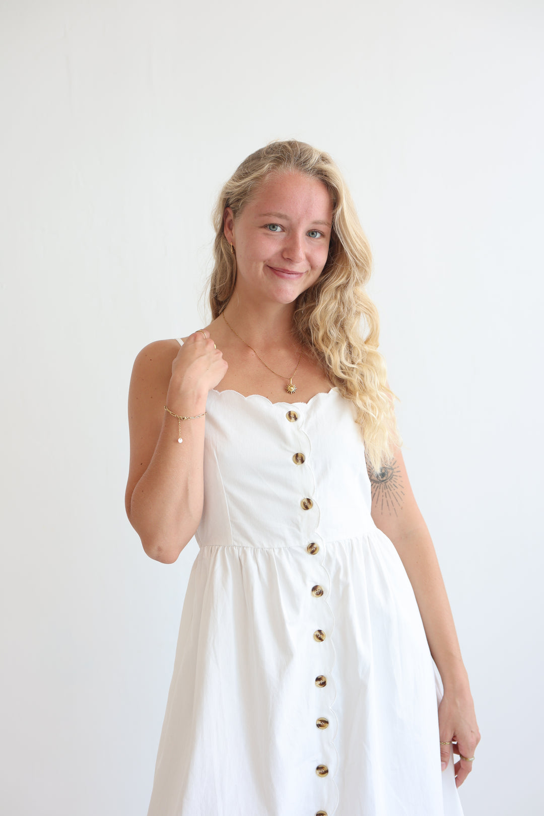 Riviera White Midi Dress
