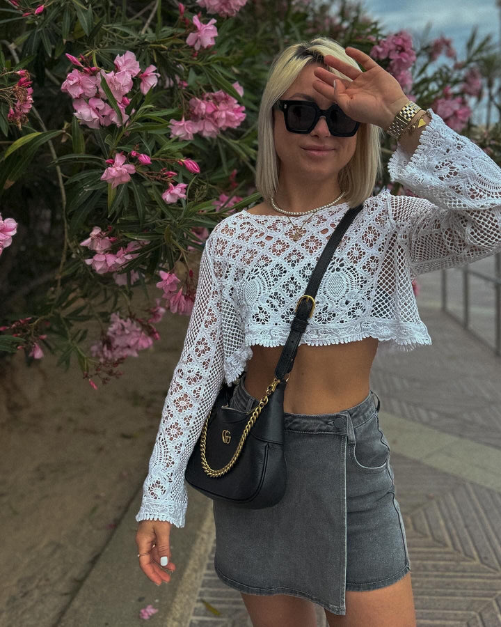 Cropped Häkelpullover Santorini