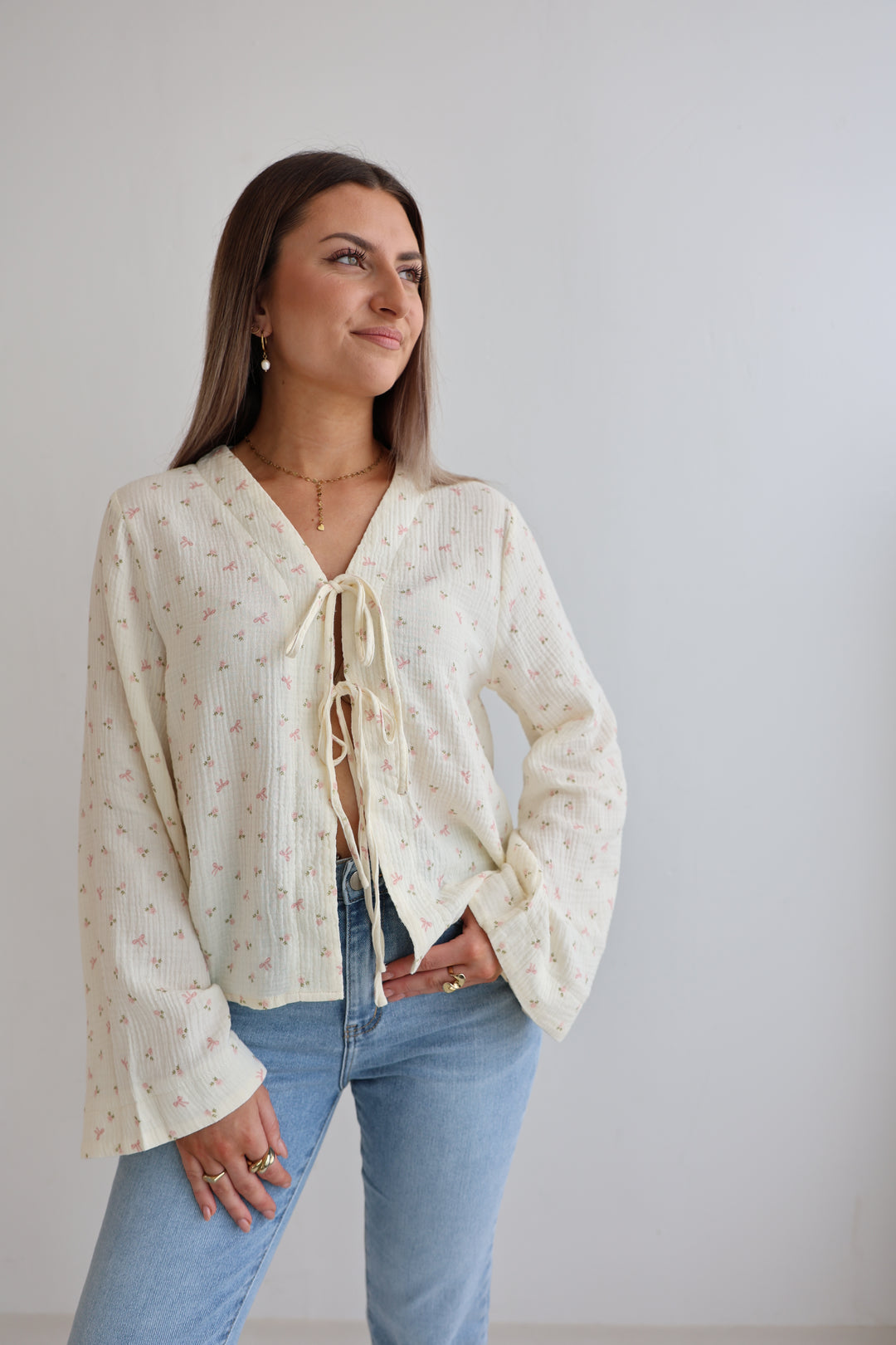 Musselinbluse zum Binden Rosebow
