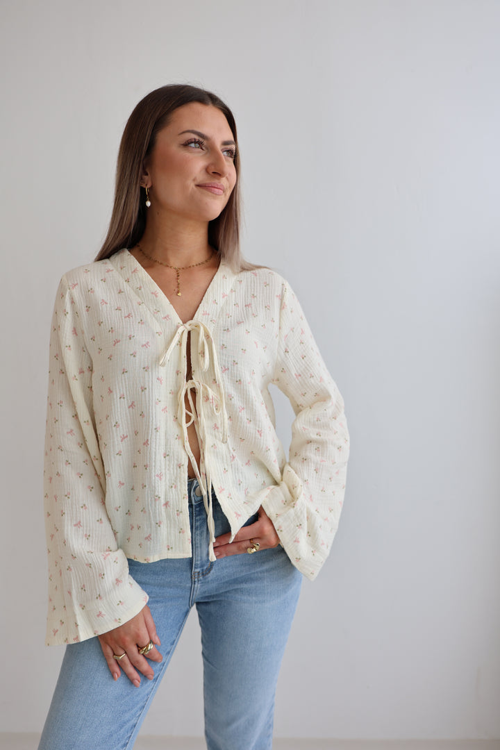 Musselinbluse zum Binden Rosebow