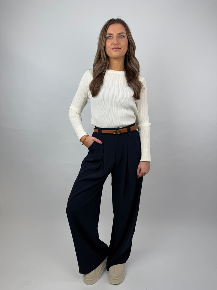 Transparentes Langarmshirt in Strickoptik