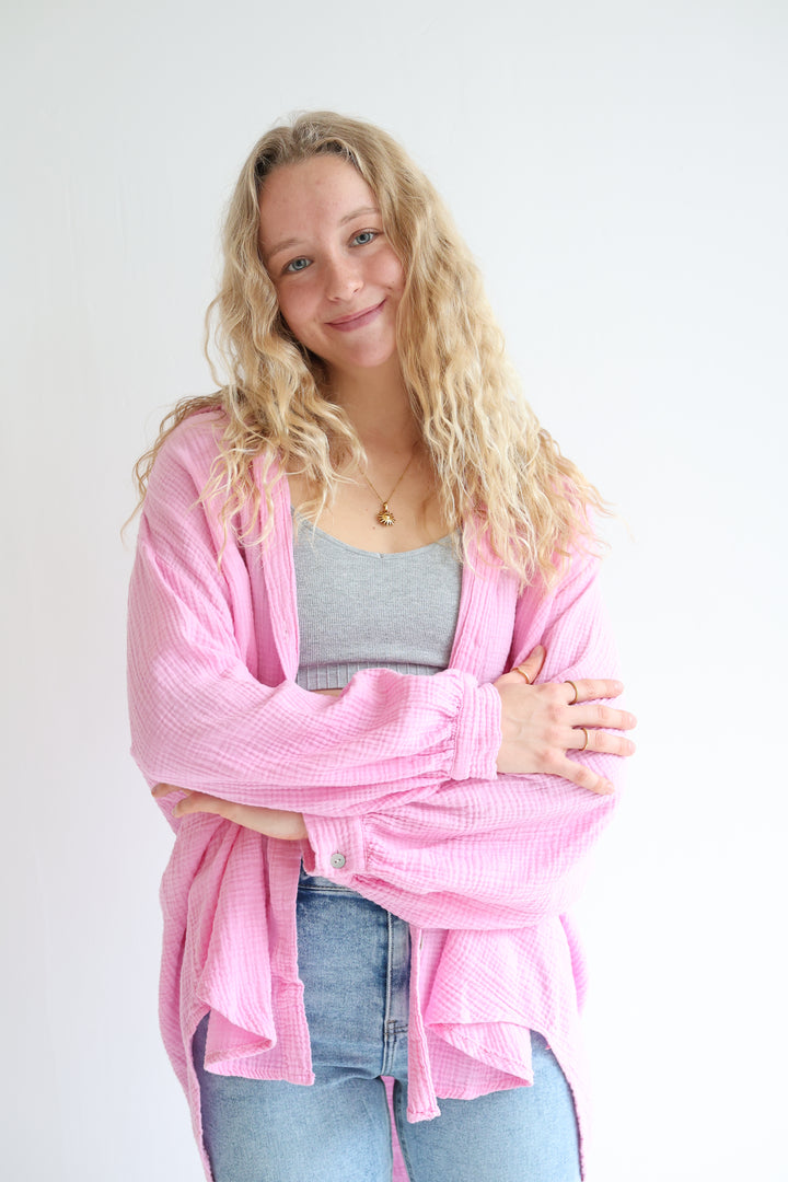 Kurzes Blusenhemd aus Musselin (einfarbig)