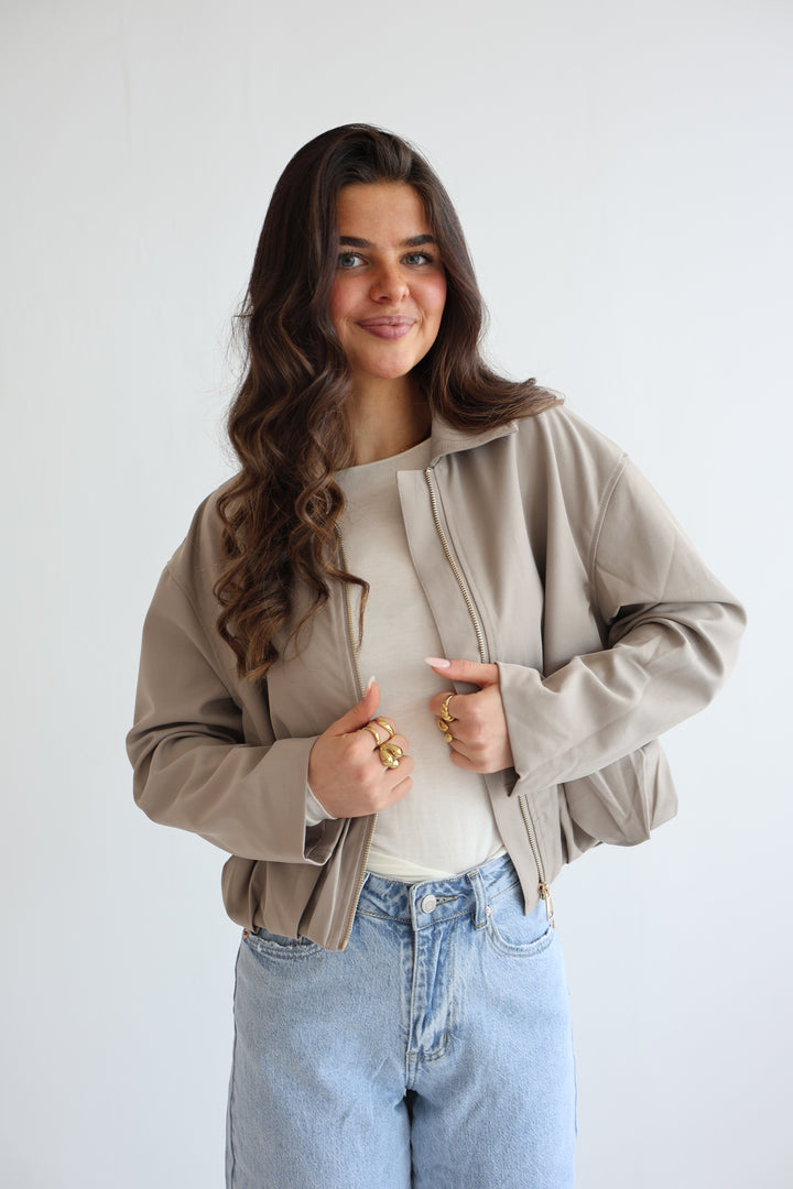 Minimal Cropped Bomber Jacket
