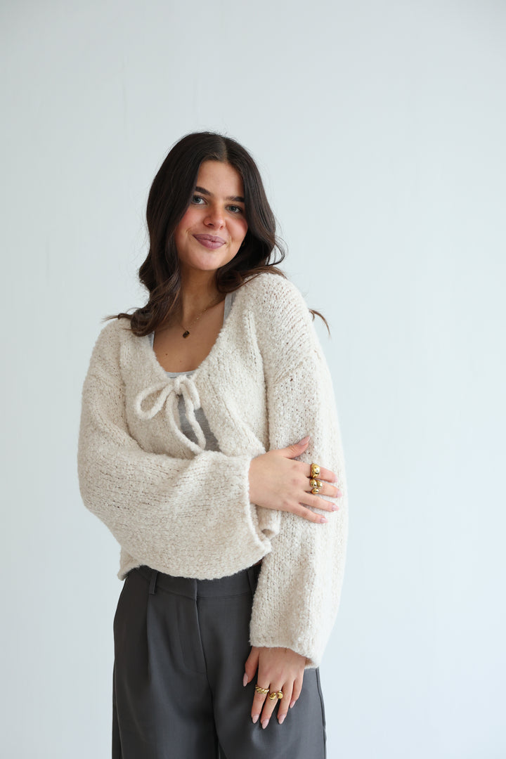 Teddy Knot Cardigan Fluffy Tie