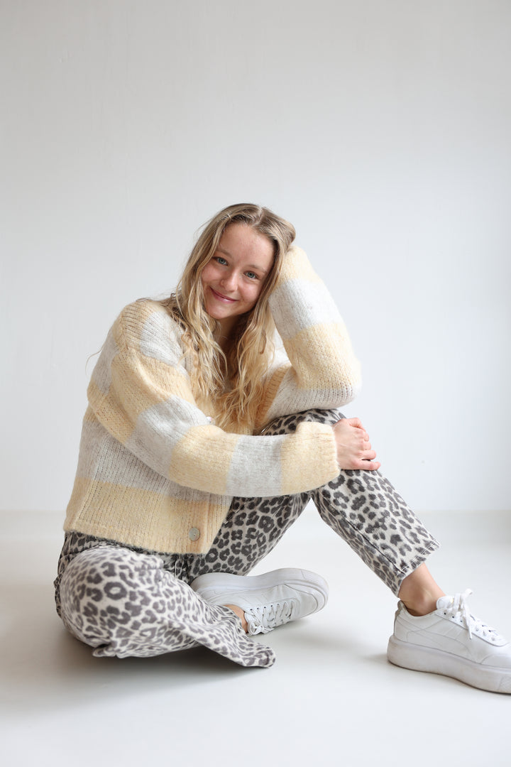 Striped V-Neck Cardigan