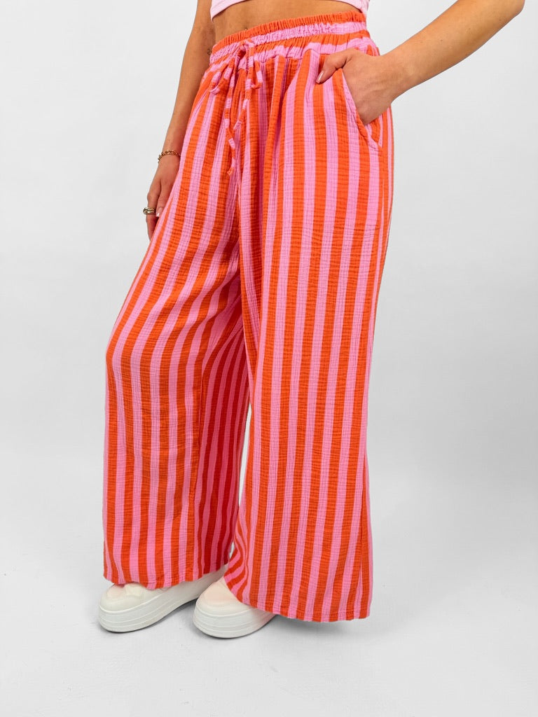 Gestreifte Musselinhose Cool Fit