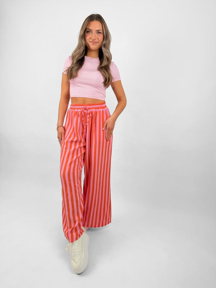Gestreifte Musselinhose Cool Fit