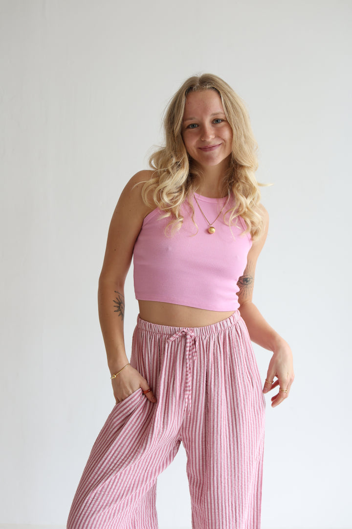 Lange Musselinhose mit Streifen Little Lines