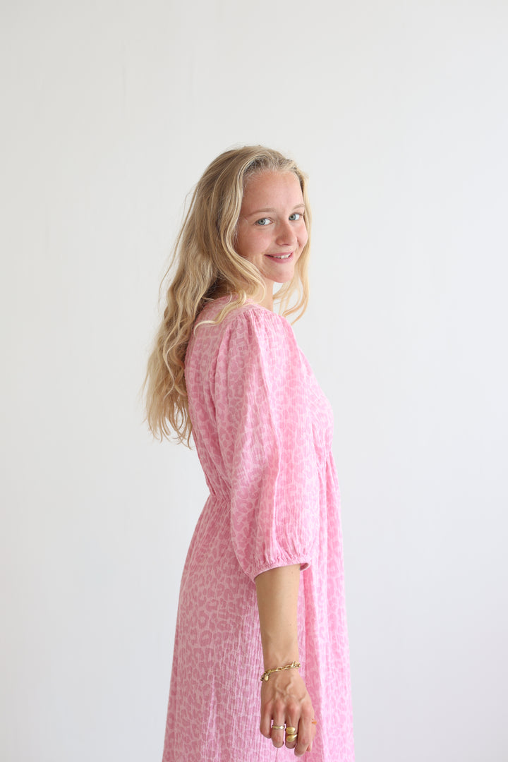 3/4 Arm Musselinkleid Timeless Leopard