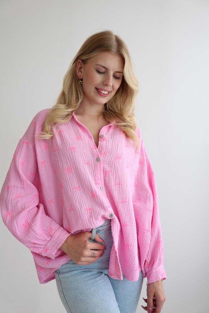 Kurzes Blusenhemd aus Musselin Beauty Bows