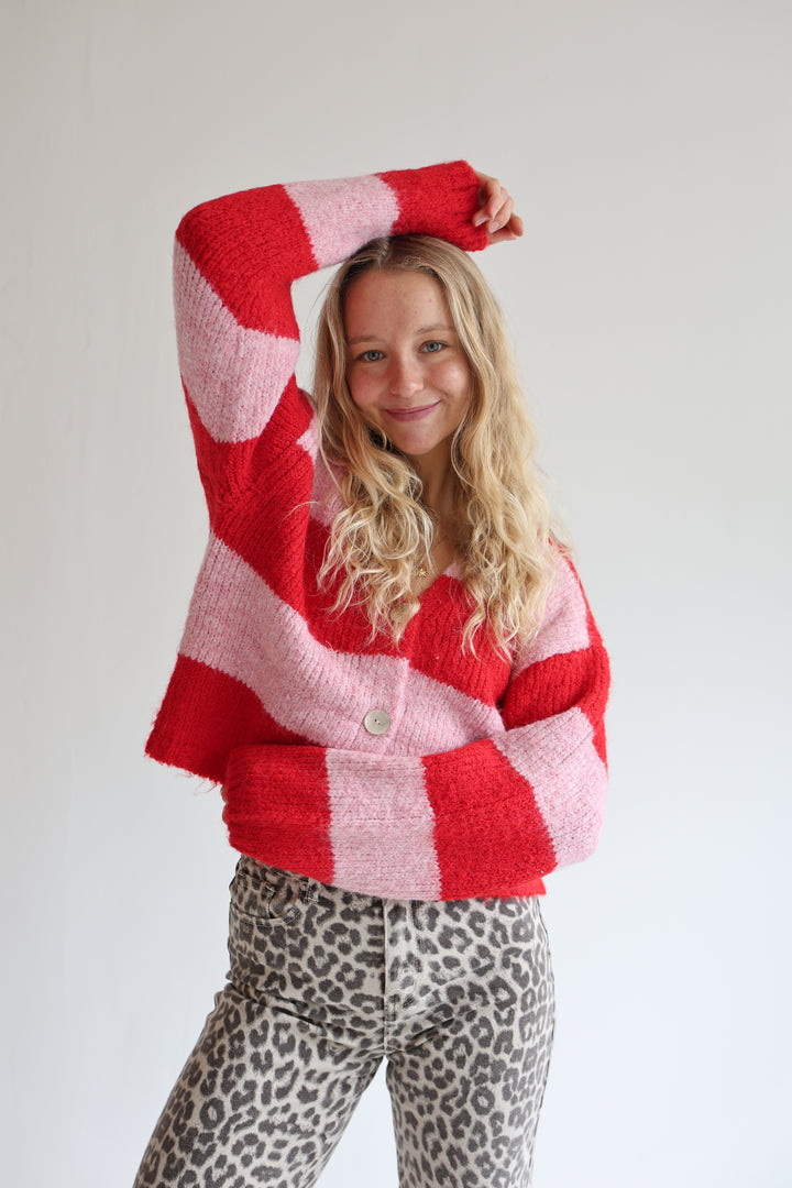 Striped V-Neck Cardigan