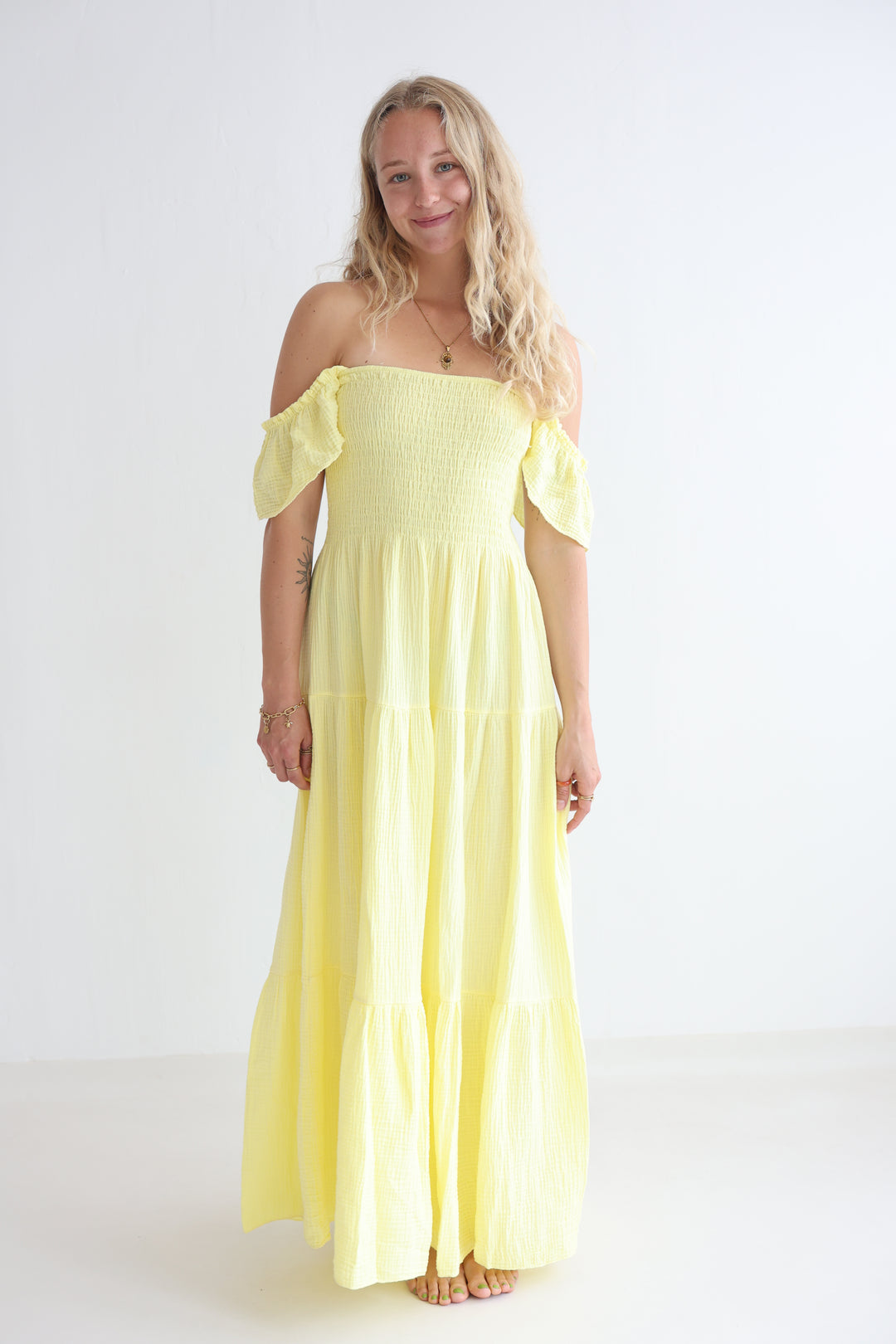 Langes Kleid mit Raffung Livia