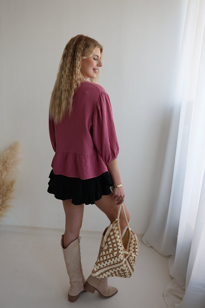Musselinbluse mit Schleifen Linnea