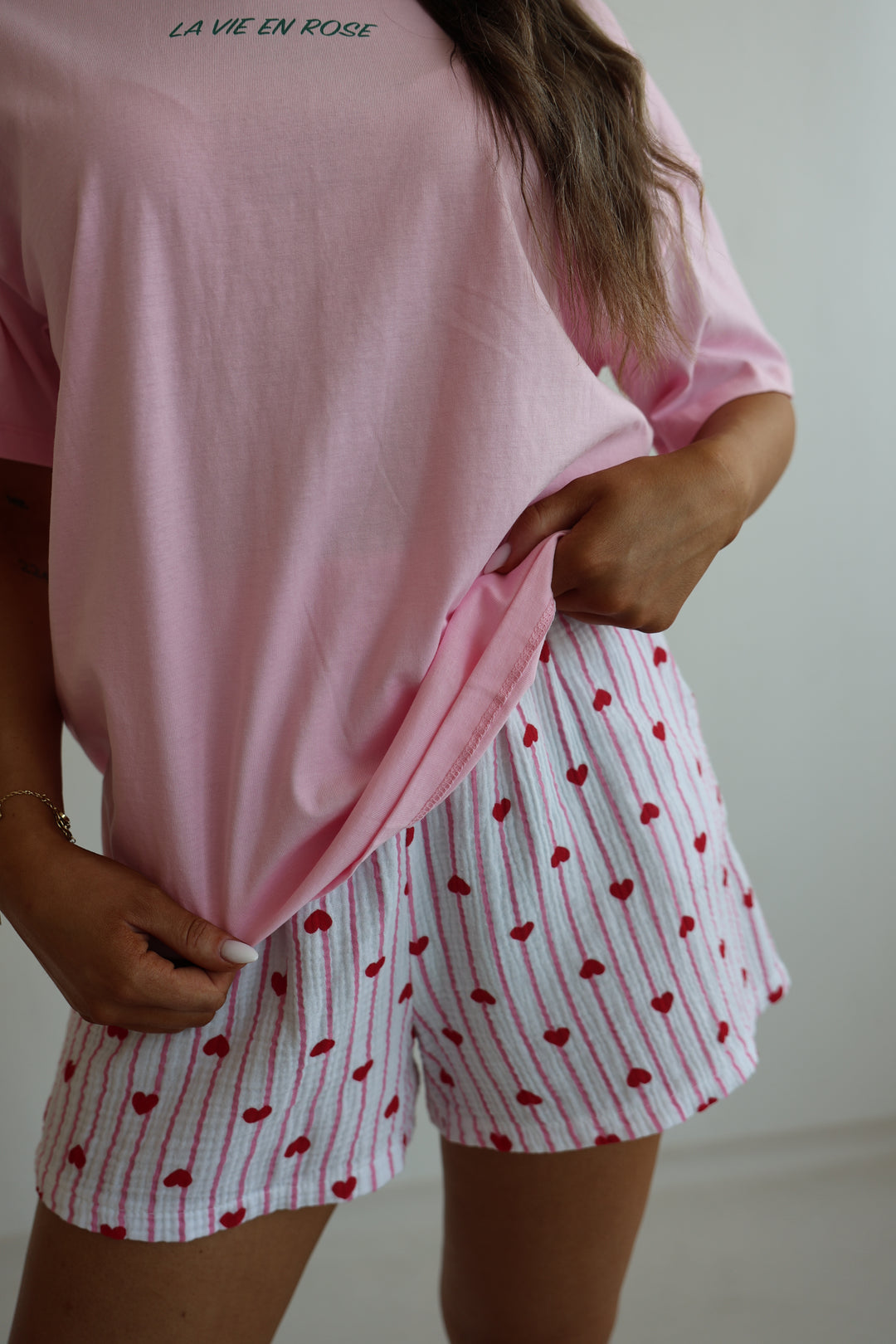 Shorts aus Musselin Rouge Hearts