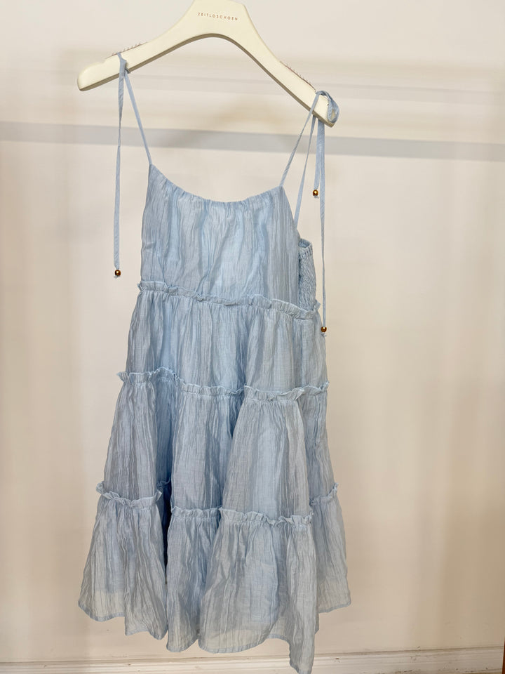 BOW STRAP TIERED DRESS SOFT BLUE GR.S (B-WARE)
