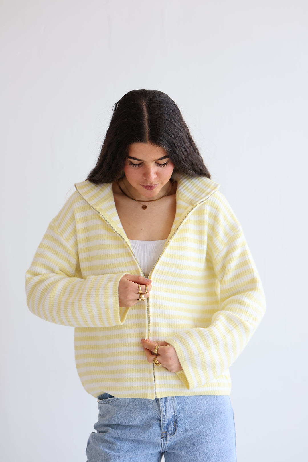 Striped Zip Cardigan