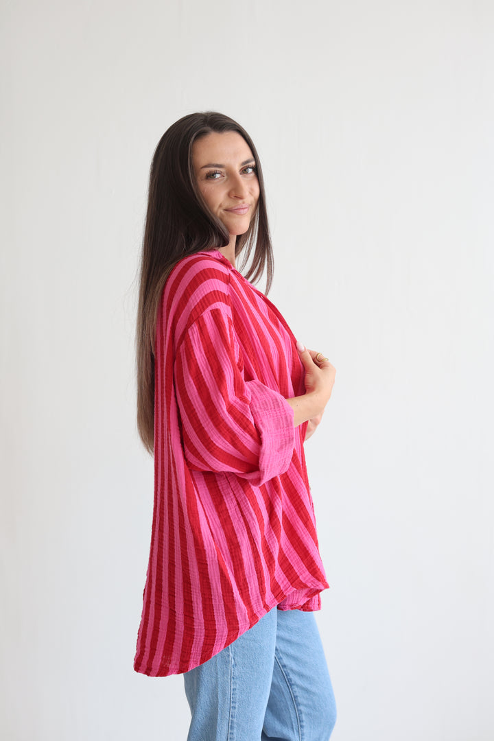 Musselinbluse Blockstripes