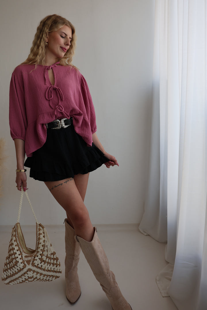 Musselinbluse mit Schleifen Linnea