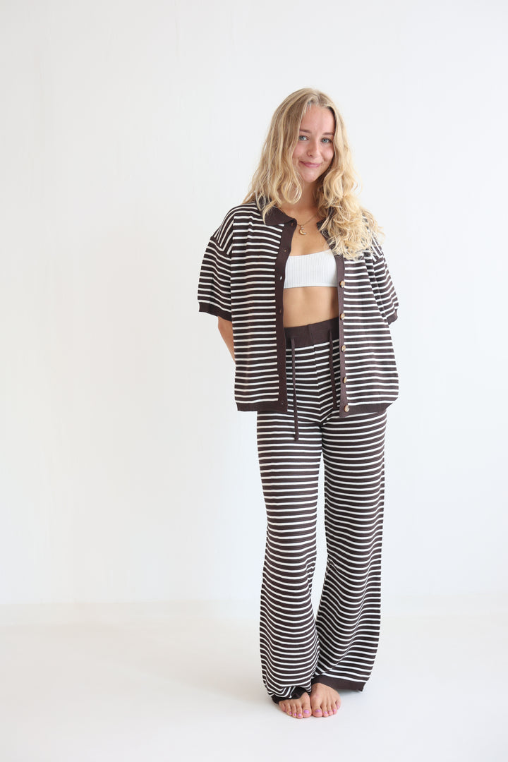 Gestreifte Hose mit Lochstrickmuster Cool Fit