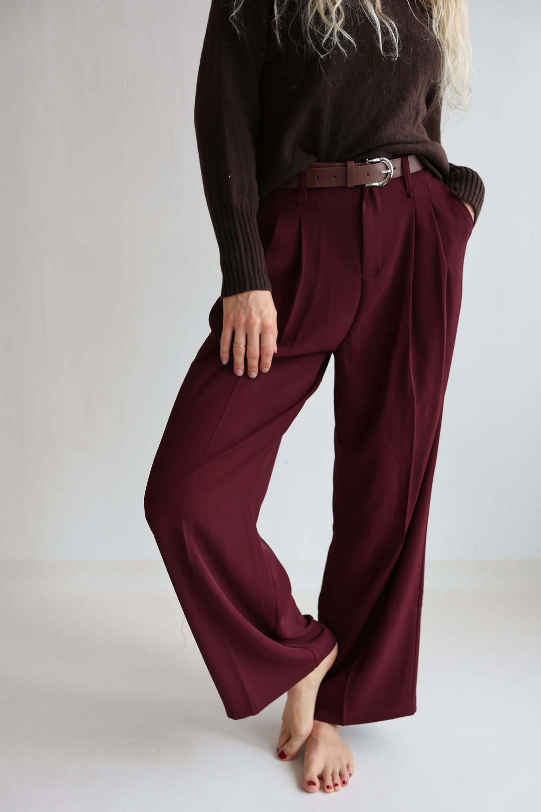 Bundfaltenhose mit Gürtel Anna (23091)