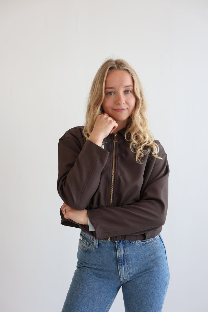 Minimal Cropped Bomber Jacket