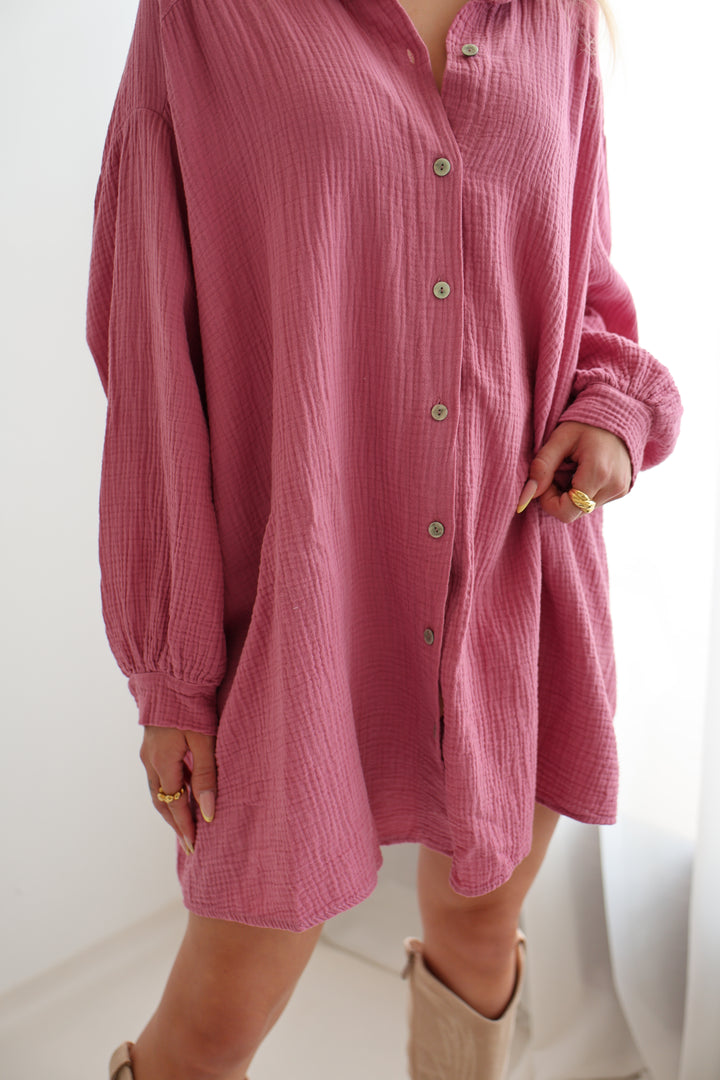 Oversize Blusenhemd aus Musselin (einfarbig)