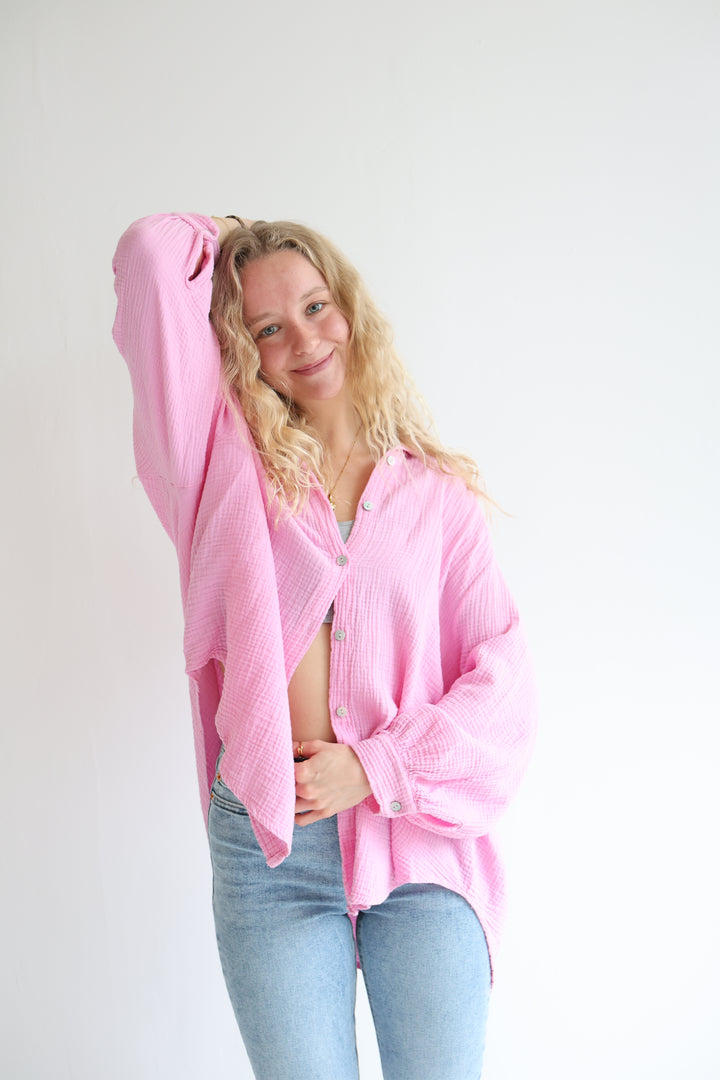 Kurzes Blusenhemd aus Musselin (einfarbig)