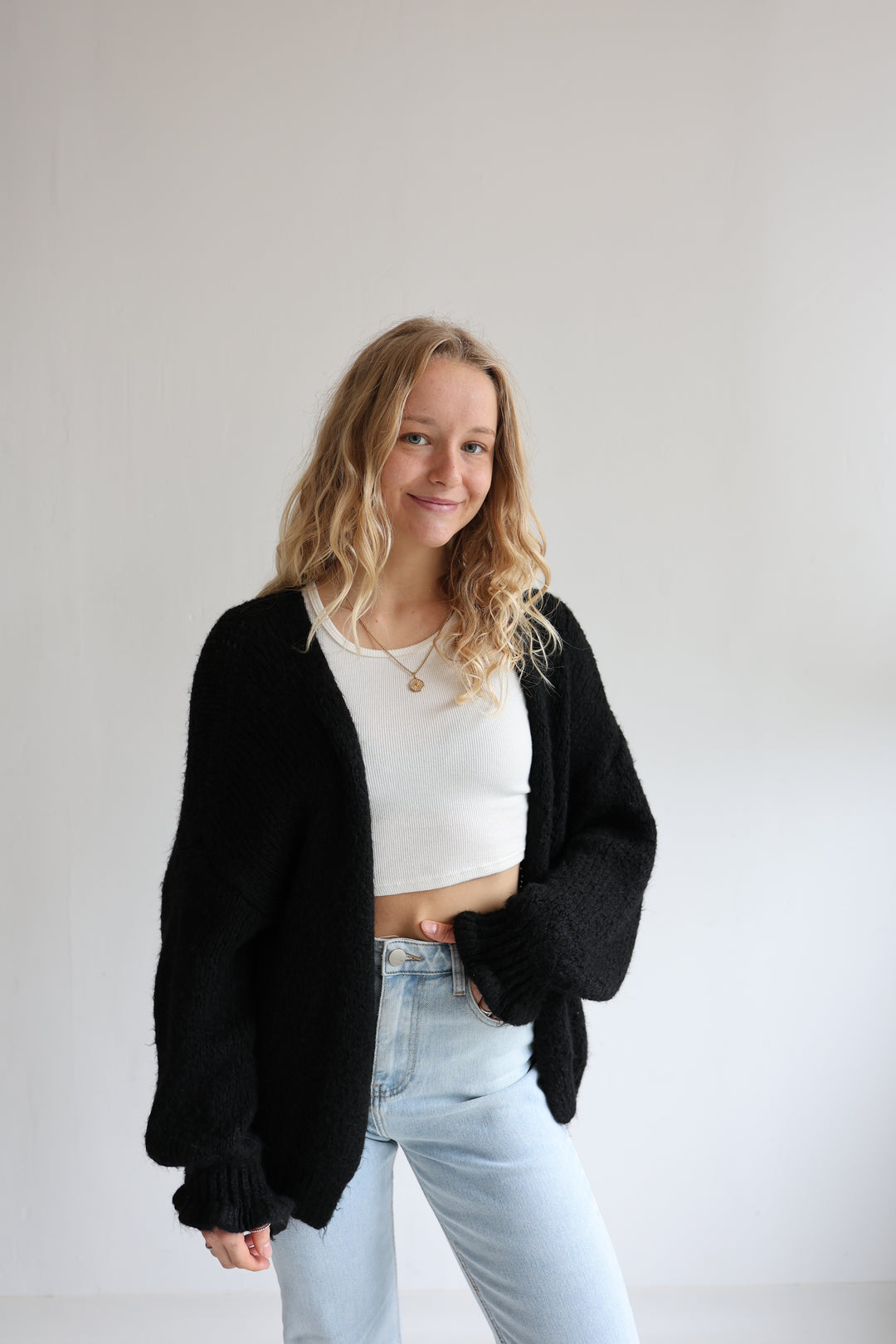 Offener Cardigan mit Rüschenärmeln Clara