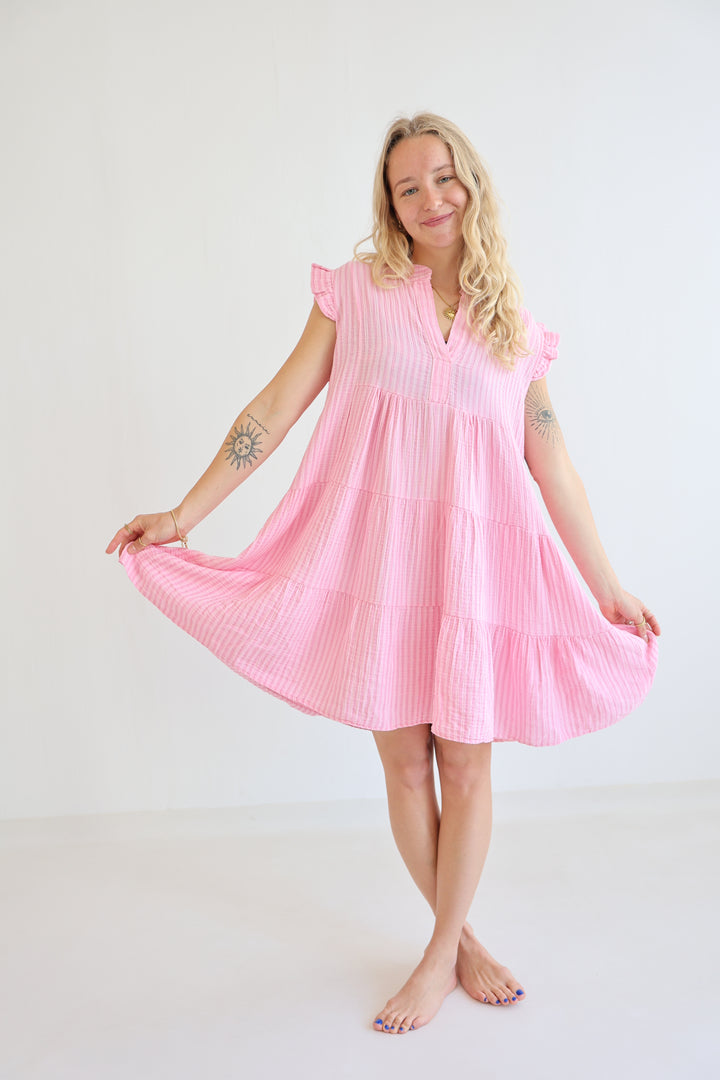 Kurzes Musselinkleid Summer Striped