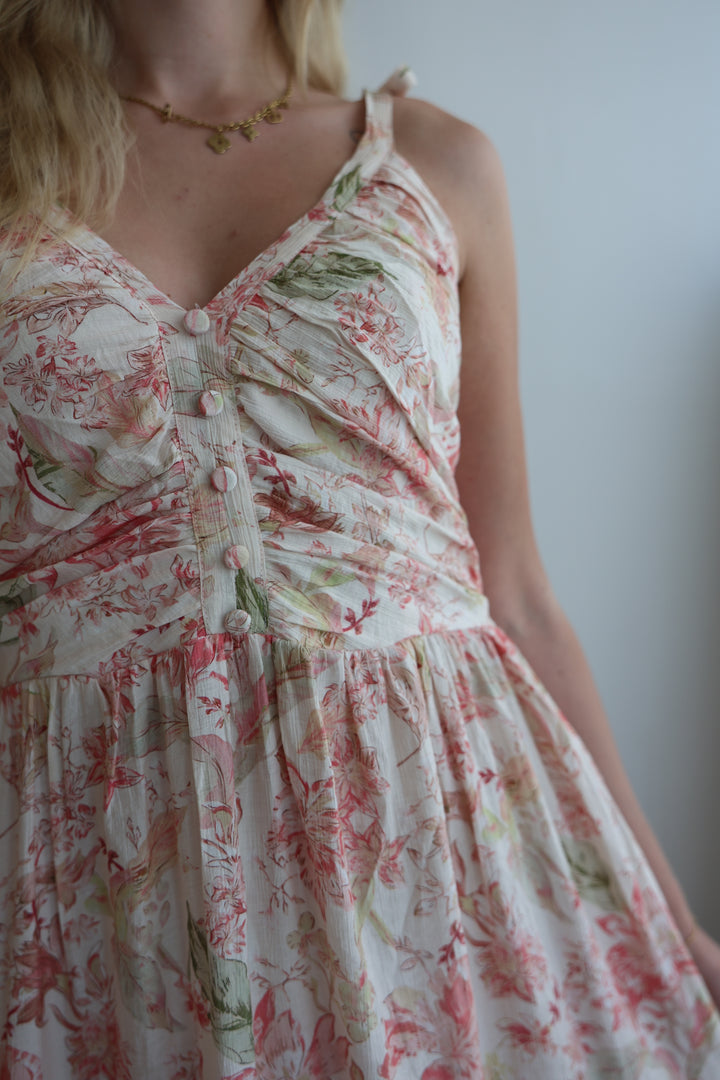 Langes Viskosekleid mit Floralprint Florenz