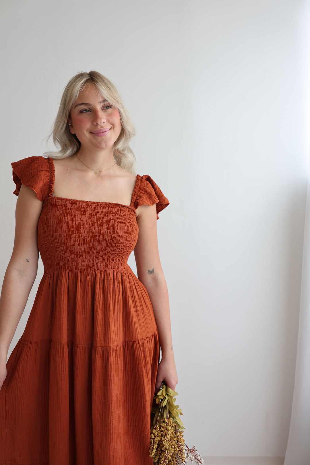 Langes Kleid mit Raffung Livia
