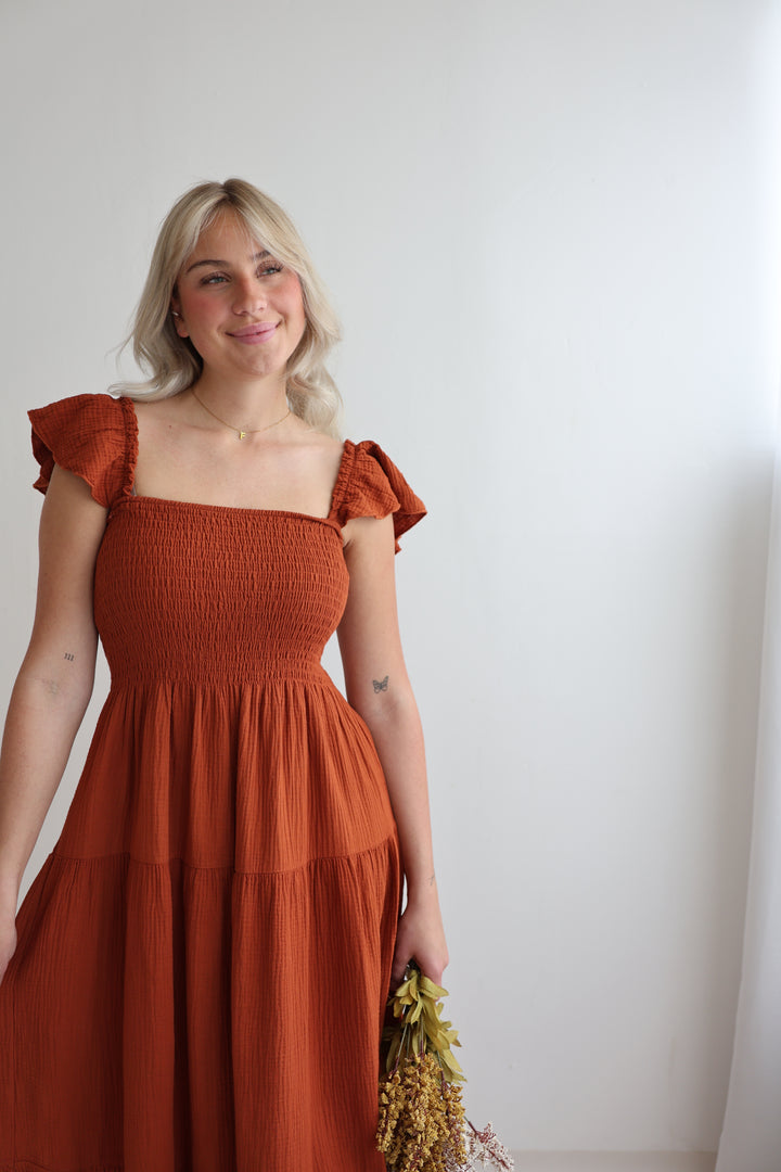 Langes Kleid mit Raffung Livia