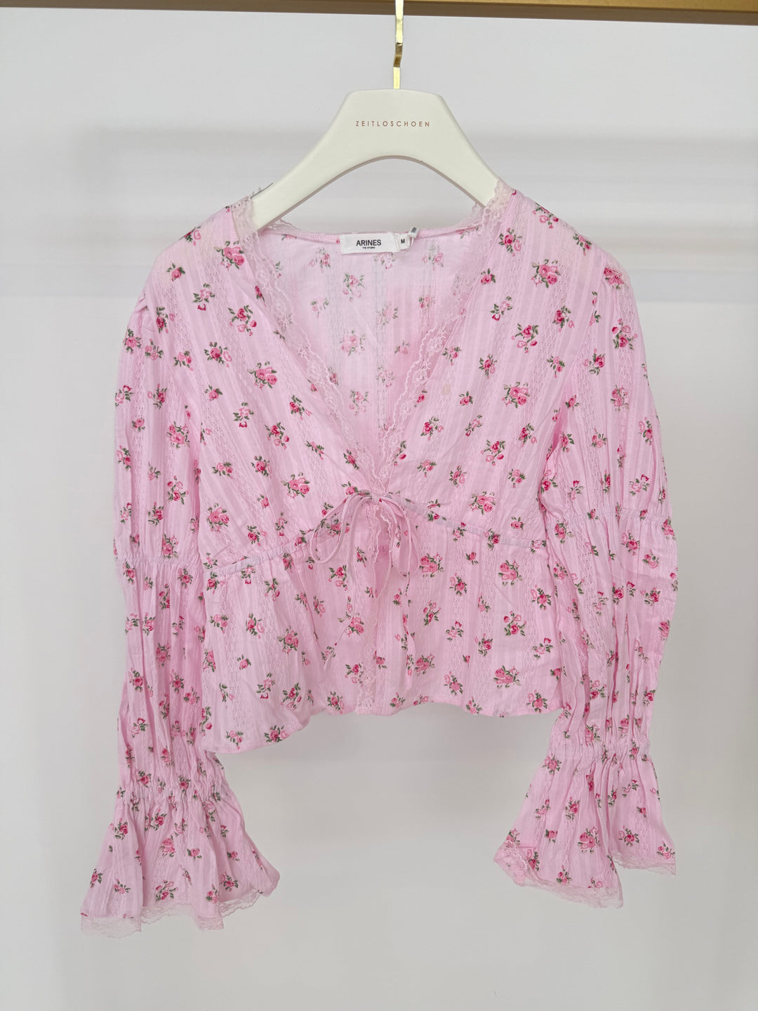 SCHÖSSCHENBLUSE ZUM SCHNÜREN CUTE ROSES ROSA GR.M