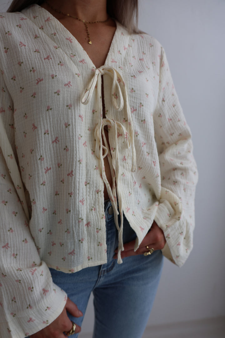 Musselinbluse zum Binden Rosebow