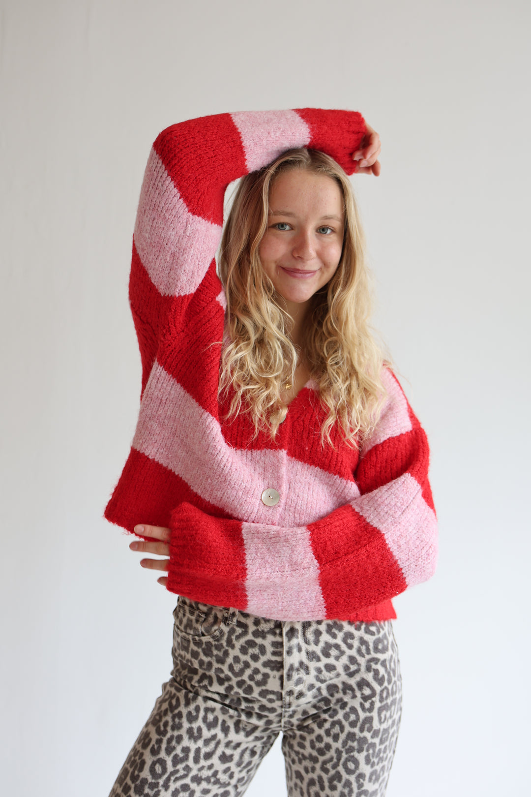 Striped V-Neck Cardigan