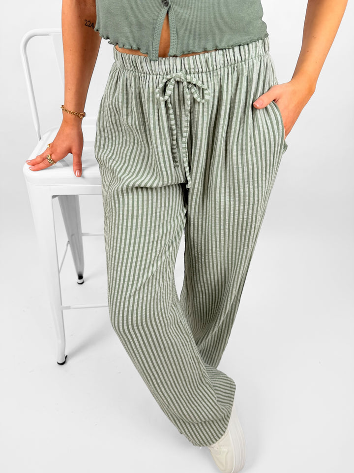 Lange Musselinhose mit Streifen Little Lines