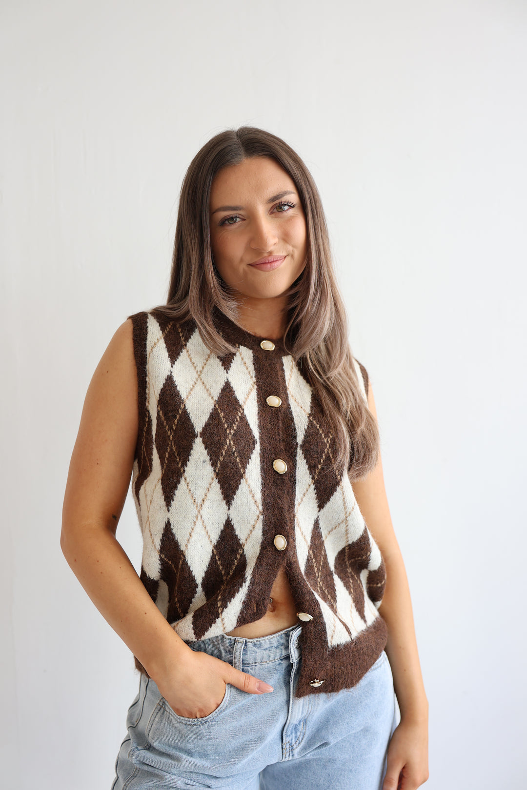 Weste Vintage Argyle Chic