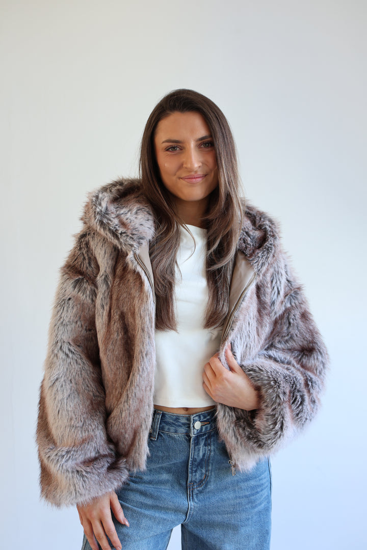 Cropped Faux Fur Jacket Milano