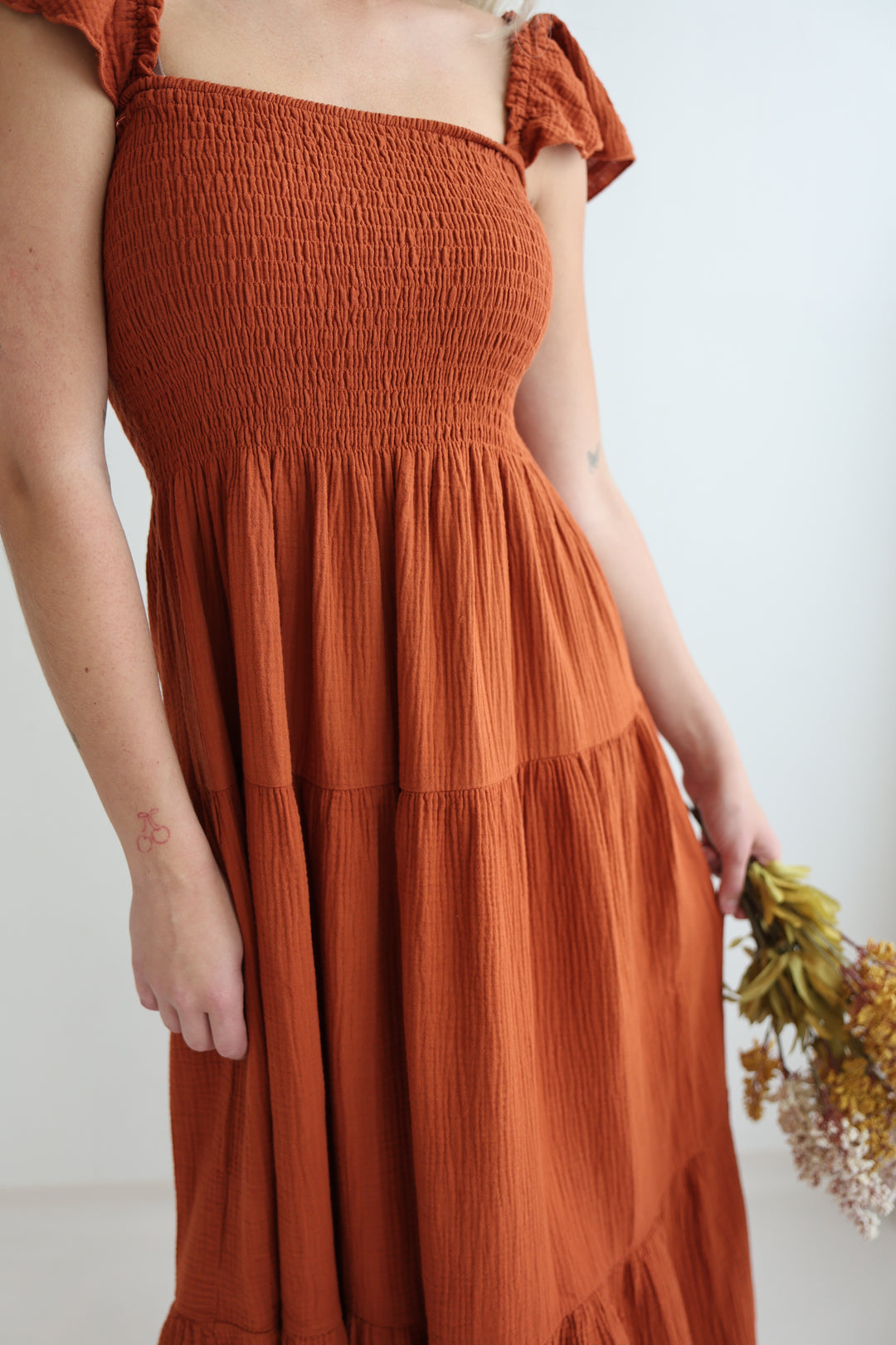 Langes Kleid mit Raffung Livia
