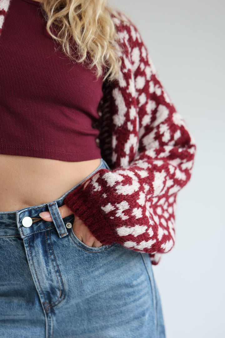 Offener Cardigan mit Leoprint