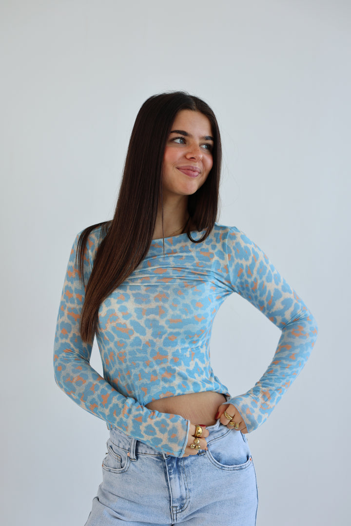 Cashmere Longsleeve mit Leoprint