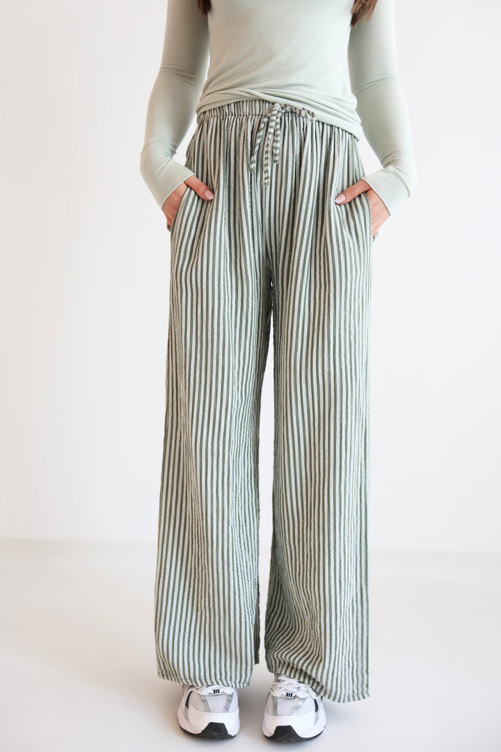 Lange Musselinhose mit Streifen Little Lines