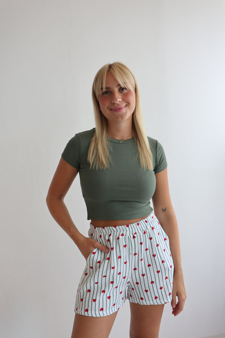 Shorts aus Musselin Rouge Hearts