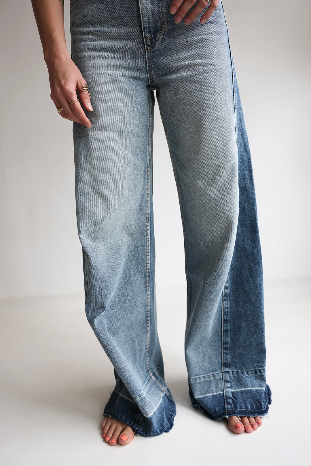 Block Fade Wide Leg Jeans
