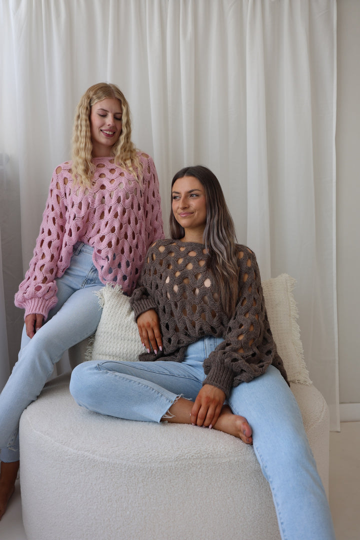Grober Lochstrickpullover Cassy